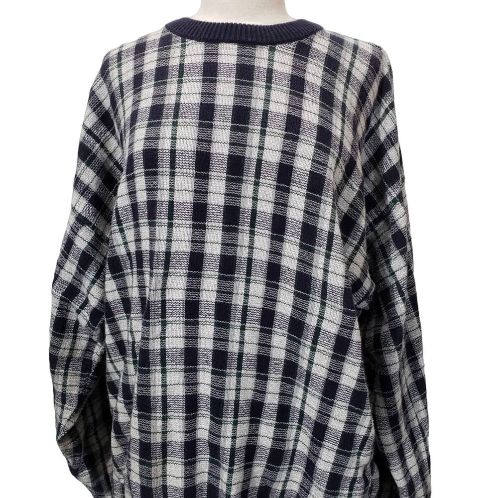 Izod Club Vintage Sweater Mens Large Blue Plaid Checkered 90s Grandpacore Cabin